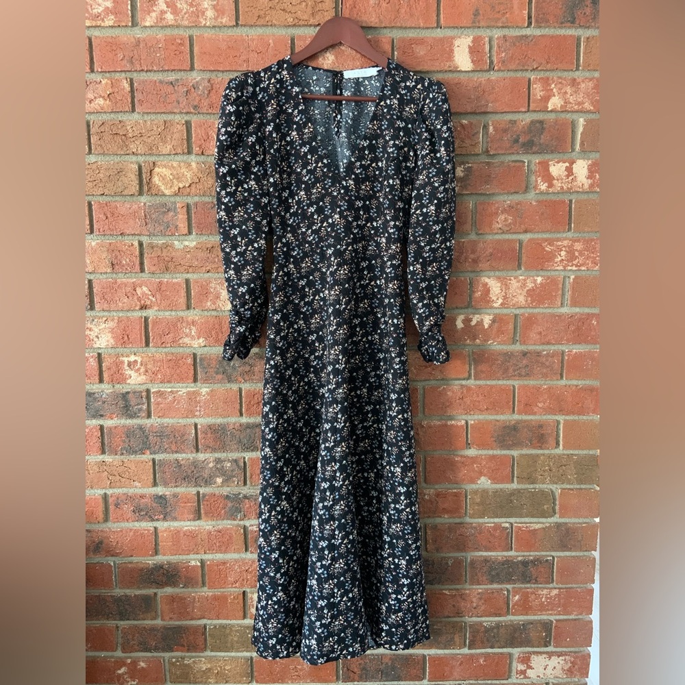 ASTR The Label Black Floral Long Sleeve Open Back Boho Maxi Dress - Picture 2 of 8